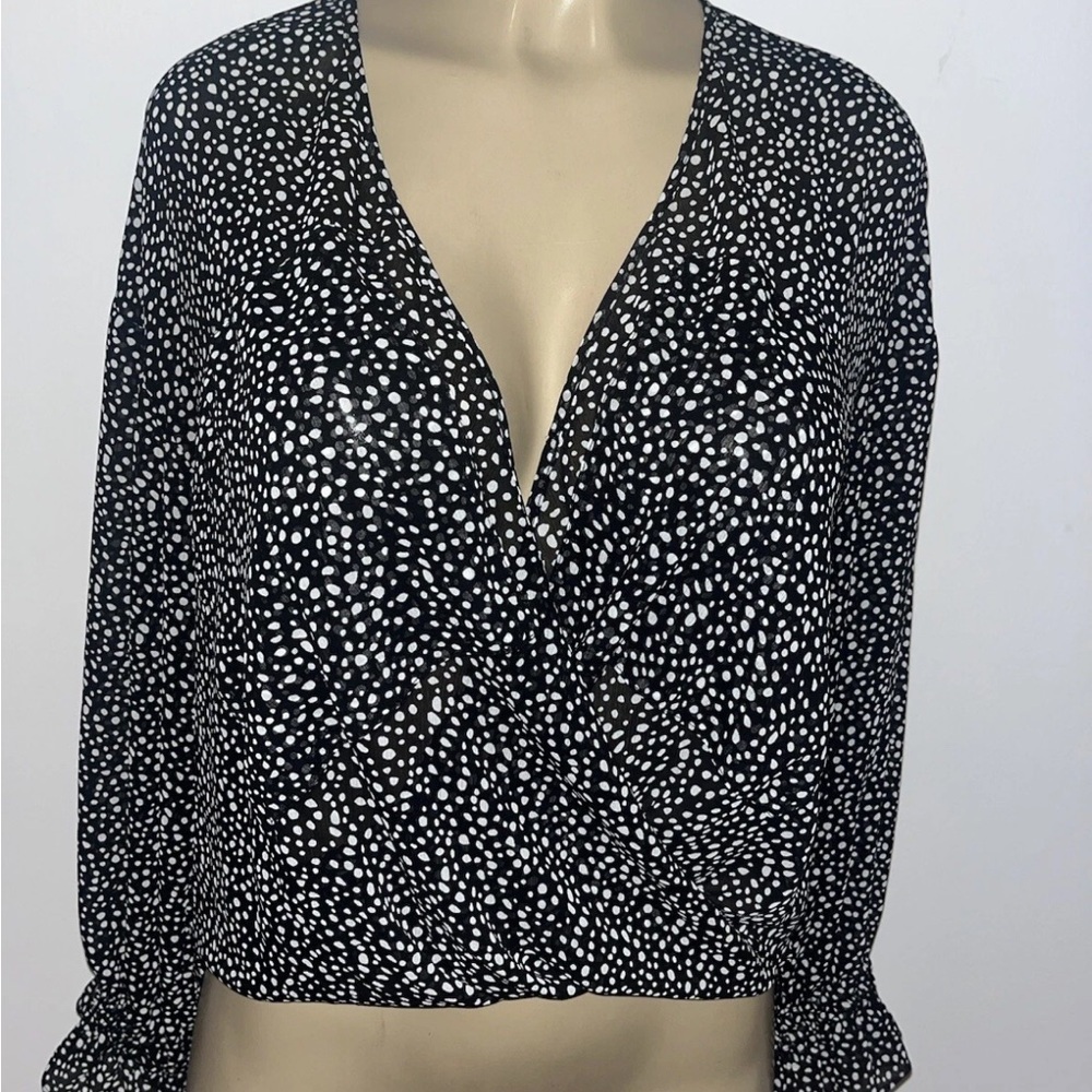 All Saints Cropped Wrap Blouse Semi Sheer Size XS